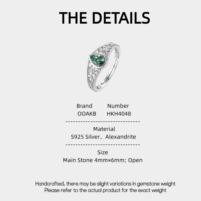 New Style Retro Moss Agate Open Ring