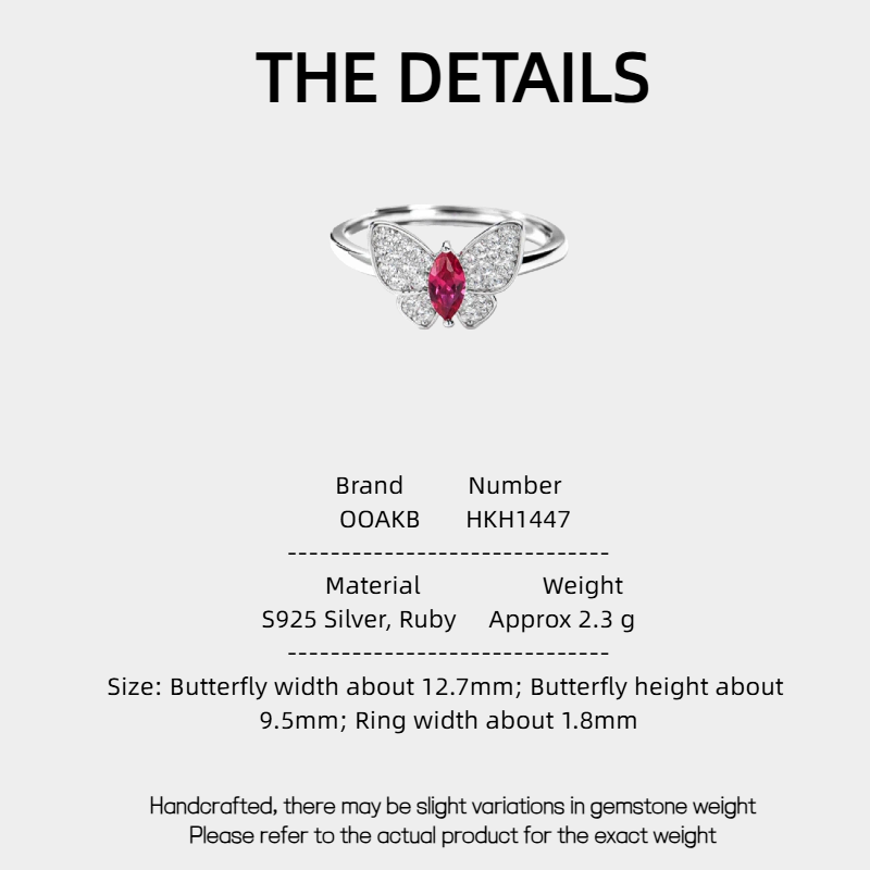Butterfly Ruby Ring S925 Silver