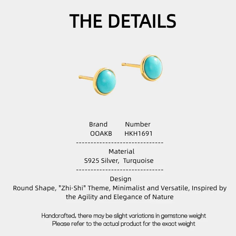 Natural Turquoise Round Earrings - OOAKB