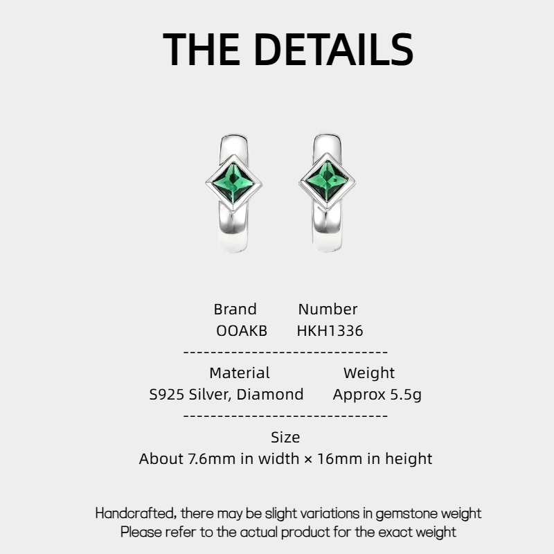 Emerald Rhombus Ear Cuffs S925 Silver
