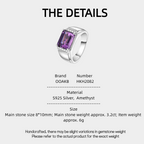 Silver Amethyst Men's Ring Inlaid 8 Zircons 3.2ct 8*10mm