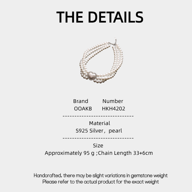 Heart-Shaped Triple-Layer Heart-Shaped Pearl Necklace