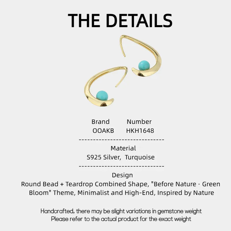 Turquoise Round Bead Teardrop Earrings - OOAKB
