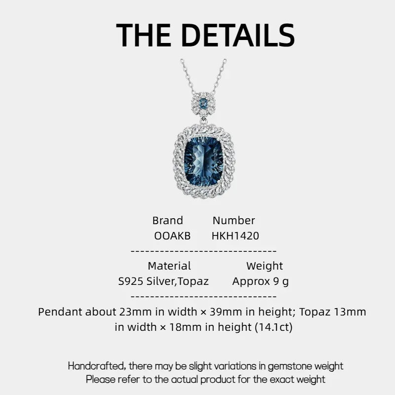 London Blue Natural Topaz Light Luxury Necklace - OOAKB