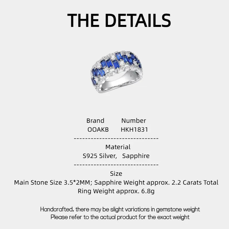Sapphire S925 Silver Three-Dimensional Inlaid Ring - OOAKB