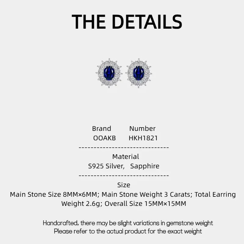 Cornflower Sapphire S925 Silver Rhodium-Plated Surround Earrings - OOAKB