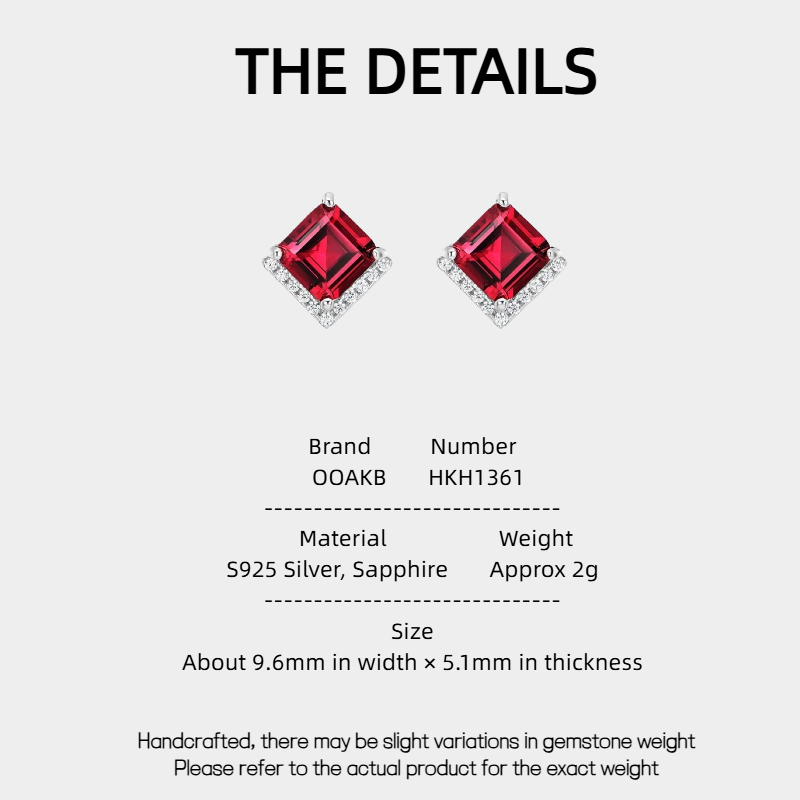 Ruby Rhombus Small Square Sugar Earrings