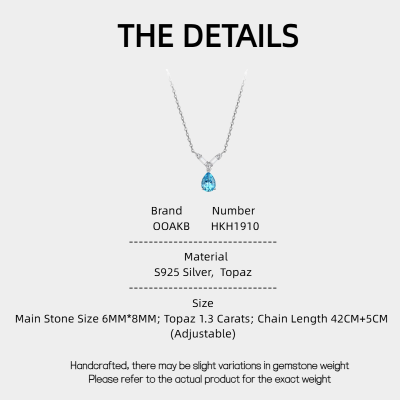 Topaz S925 Rhodium Plated Teardrop Necklace