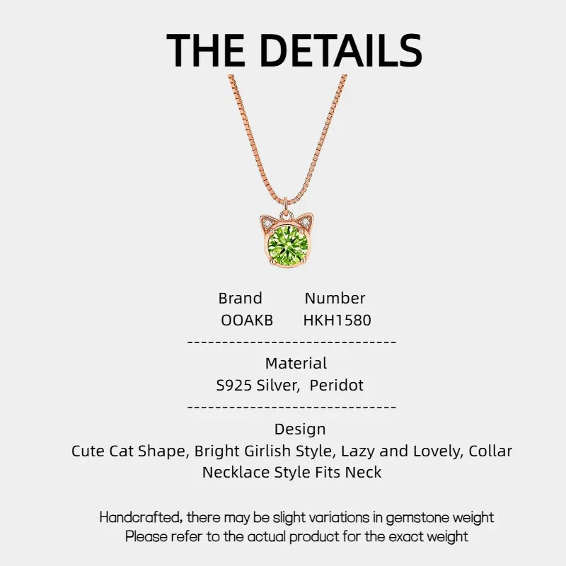 Natural Peridot Cat Luxury Collar Necklace - OOAKB