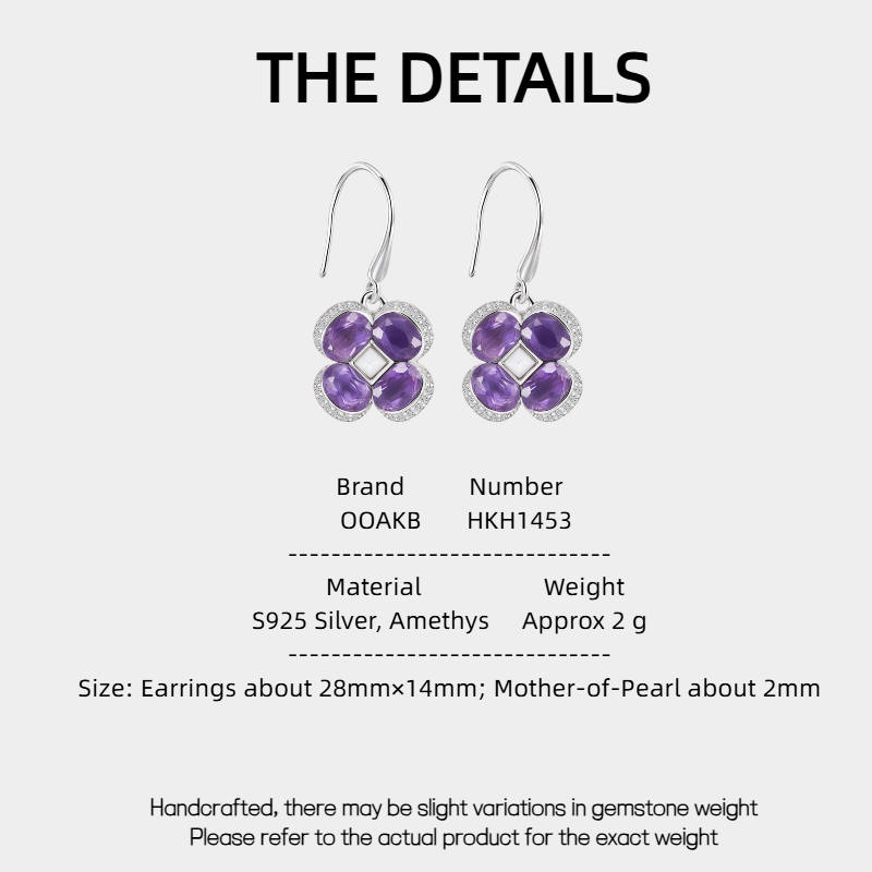 Lucky Clover Series Amethyst Four-Leaf Clover Earrings