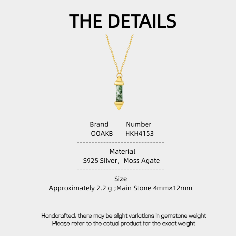 Bullet-Shaped Moss Agate Collarbone Necklace