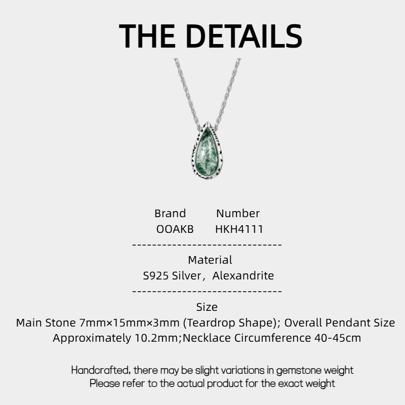 Retro Teardrop Moss Agate Collarbone Necklace