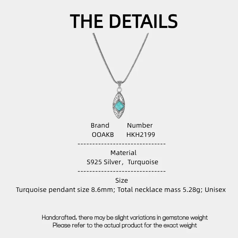 Silver Turquoise Pendant Necklace - OOAKB