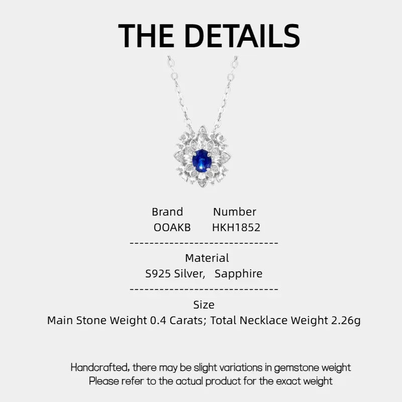Sapphire S925 Silver Snowflake Shape Collarbone Necklace - OOAKB