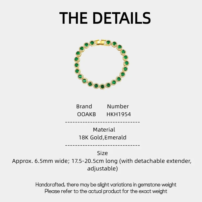18K Gold Emerald Tennis Bracelet - OOAKB
