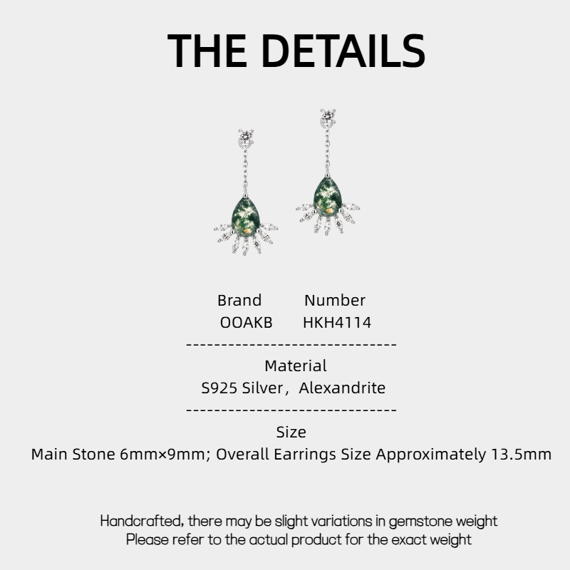 New Style Detachable Moss Agate Earrings