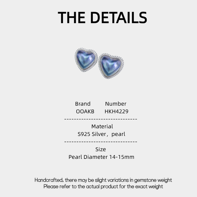 Blue Heart-Shaped Pearl Earrings