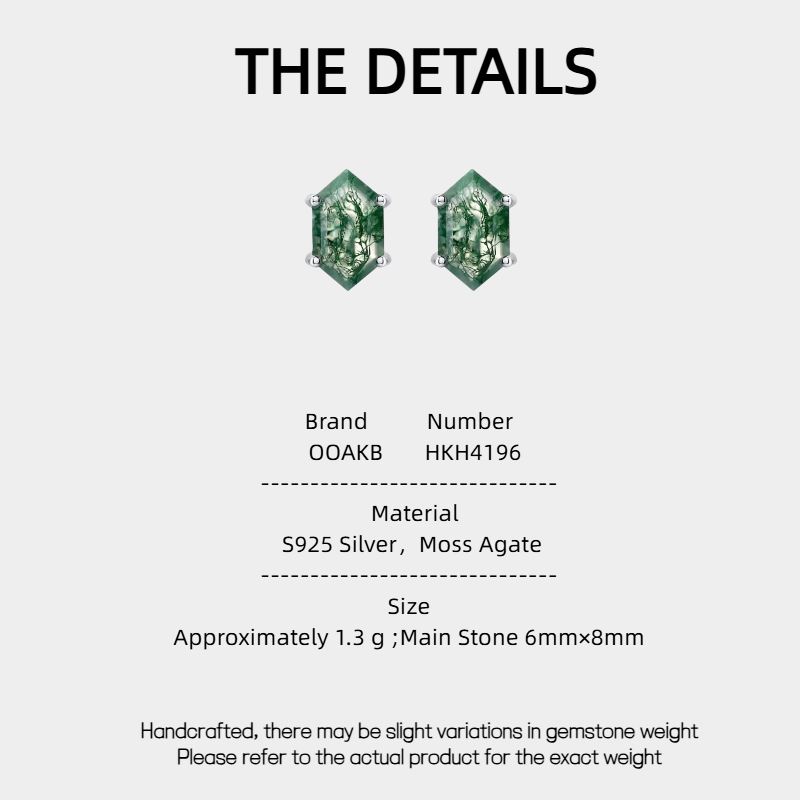 Geometric Personalized Moss Agate Earrings