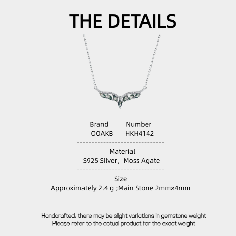 Angel Wings Moss Agate Collarbone Necklace