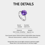 Stardust Minimalist Series Natural Amethyst Adjustable Open Ring