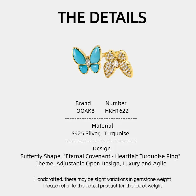 Natural Turquoise Butterfly Luxury Ring - OOAKB