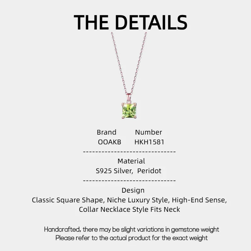 Natural Peridot Square Luxury Collar Necklace - OOAKB