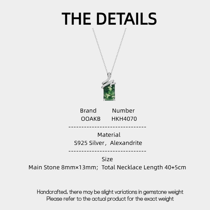 Snake Coiled Moss Agate Pendant Necklace