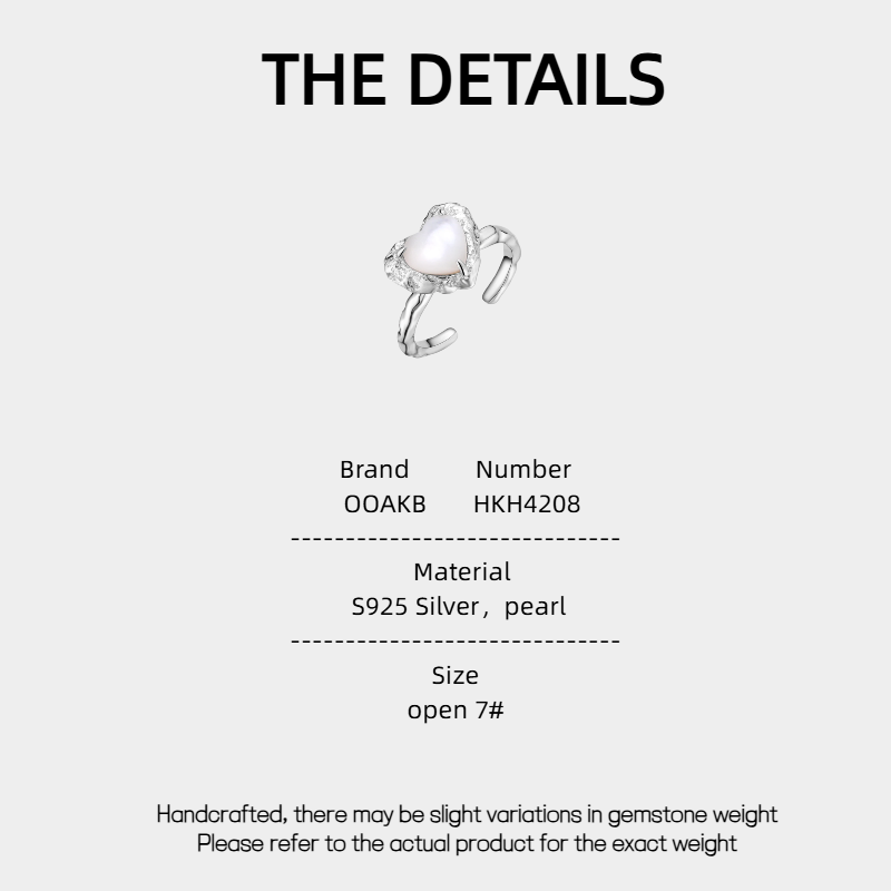 Beach Romance Heart-Shaped Pearl Open Ring