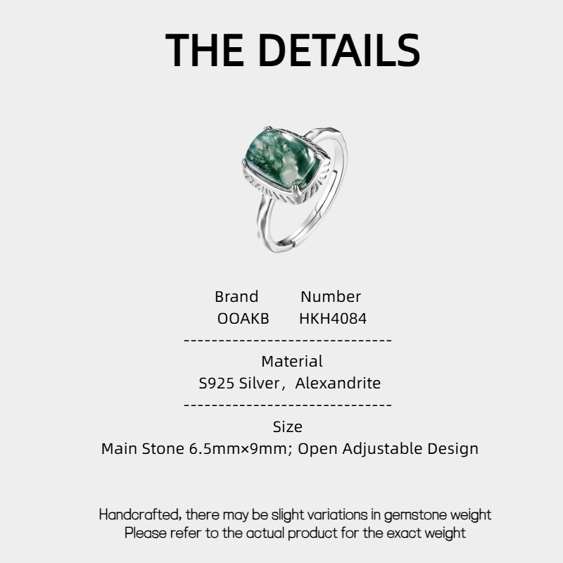 Original Design Moss Agate Open Ring