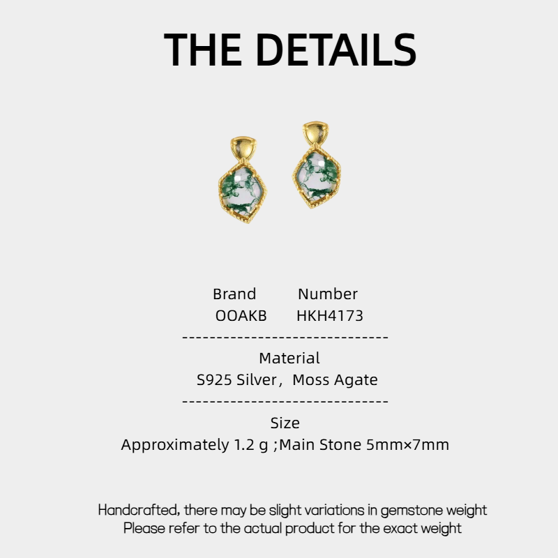 New Style Geometric Moss Agate Earrings