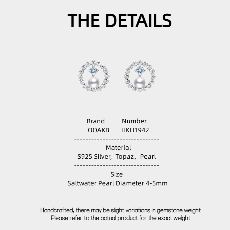 Blue Topaz S925 Silver Saltwater Pearl Earrings