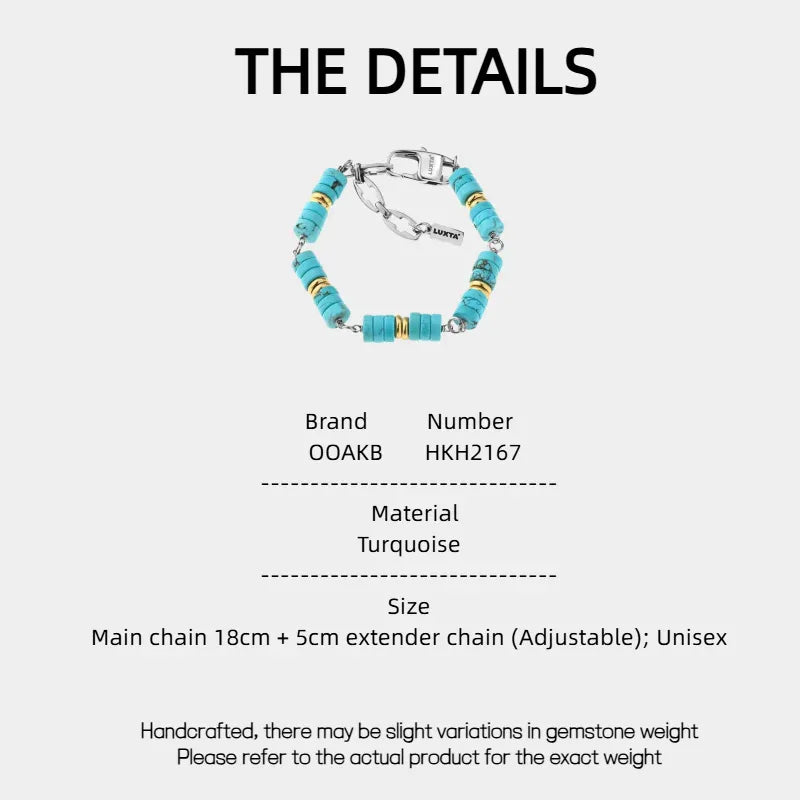 S925 Silver Turquoise Bracelet Unisex - OOAKB