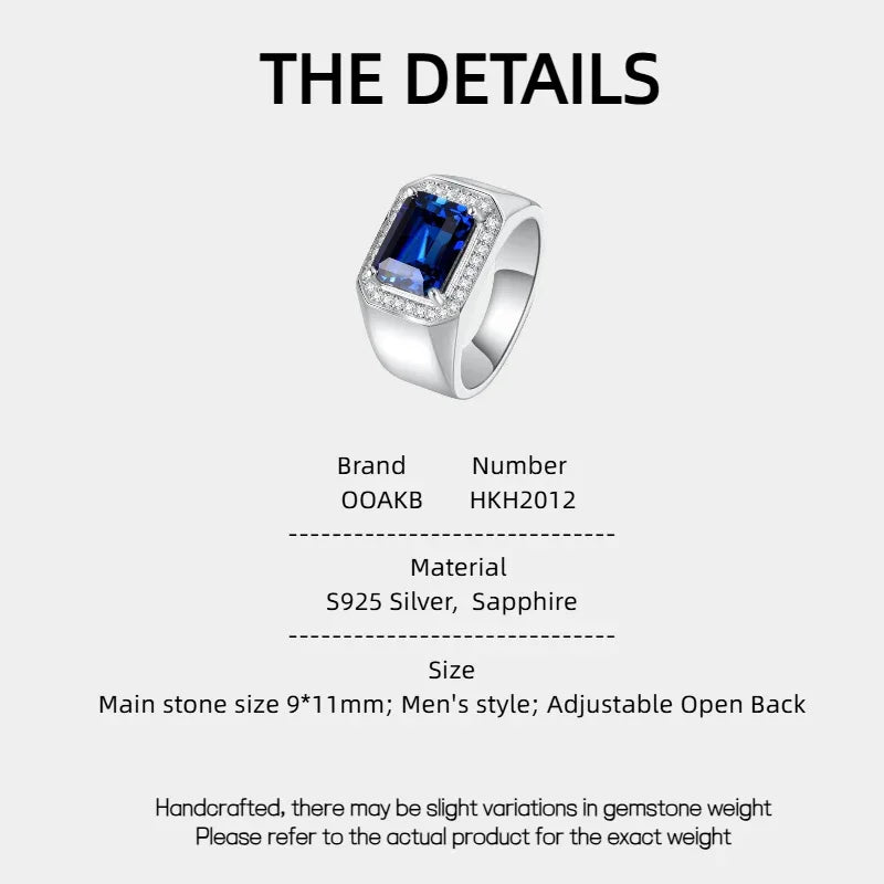 Silver Plated Gold Sapphire Men's Ring - OOAKB
