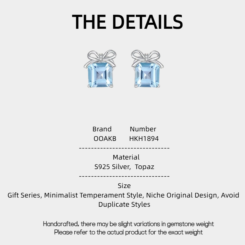 Topaz S925 Silver Bowknot Earrings