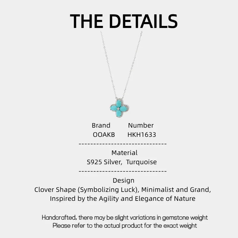 Natural Turquoise Clover Luxury Necklace - OOAKB