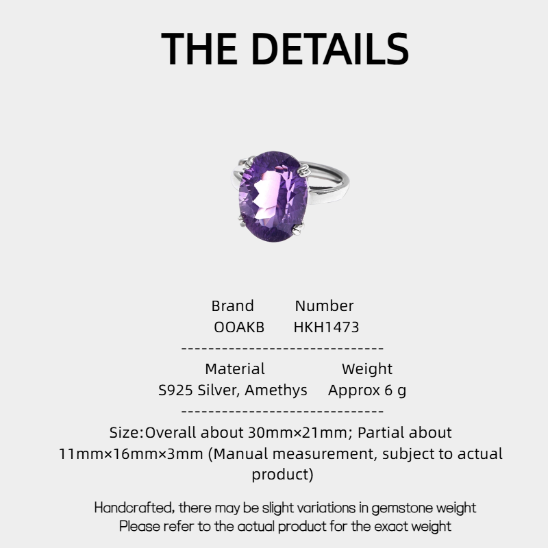 Natural Amethyst Niche Light Luxury Index Finger Ring