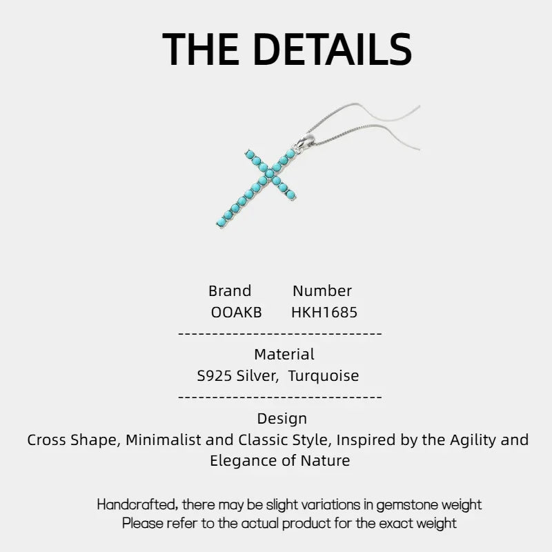 Natural Turquoise Cross Necklace - OOAKB