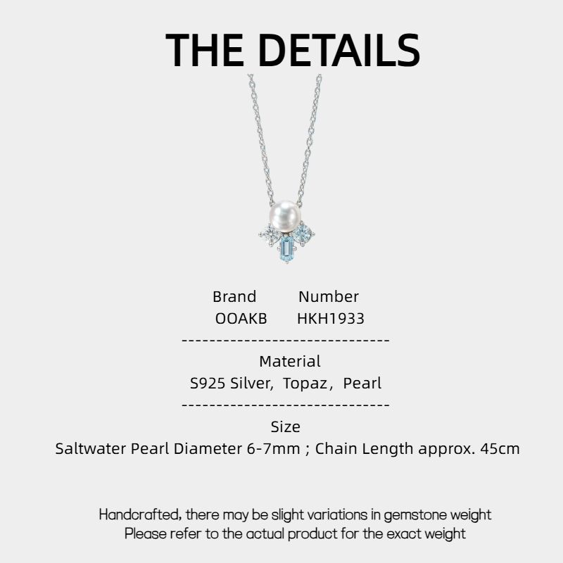 Topaz S925 Silver Saltwater Pearl Necklace