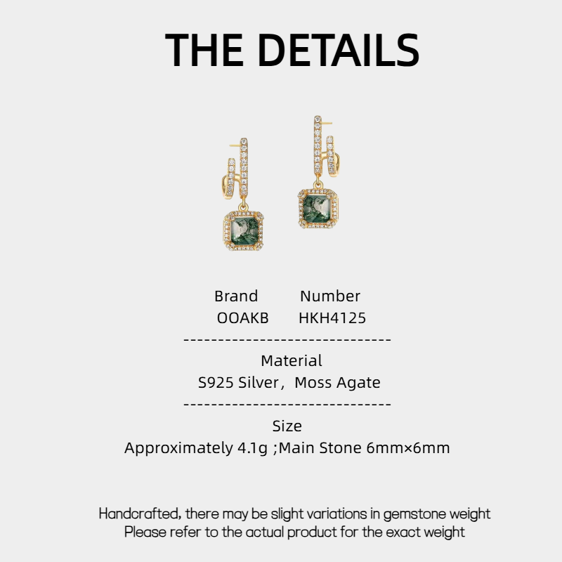 Geometric Series Moss Agate Earrings