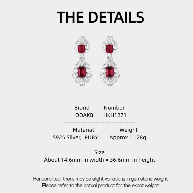 Ruby Brilliant Earrings S925 Silver Women's Style