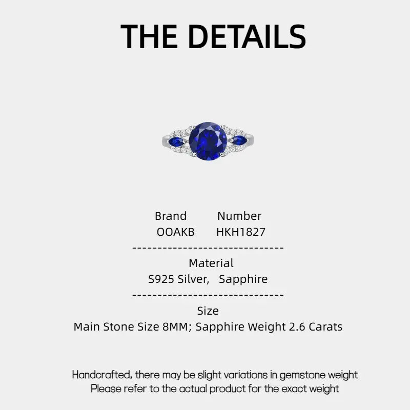 Sapphire S925 Silver Double-Side Gem Ring - OOAKB