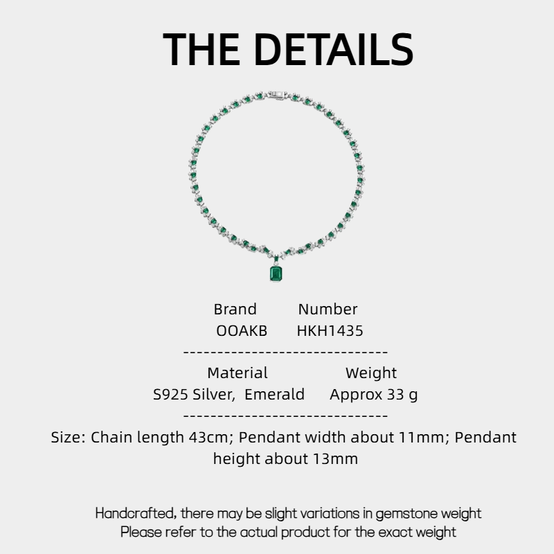 Emerald Full-Diamond Court Style Necklace Women's Style S925 Silver