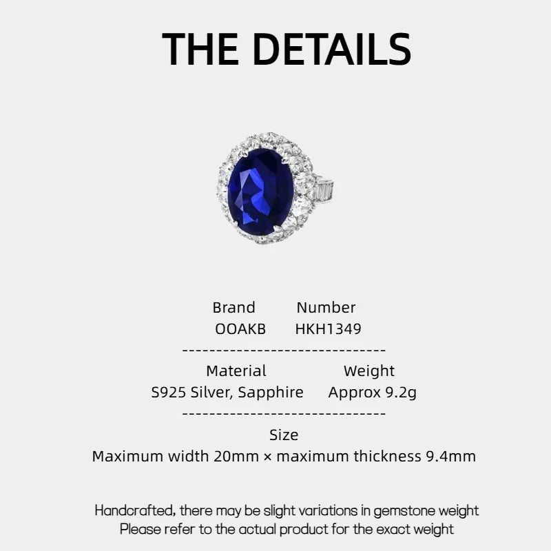 Royal Sapphire Pigeon Egg Ring S925 Silver Women's Style - OOAKB