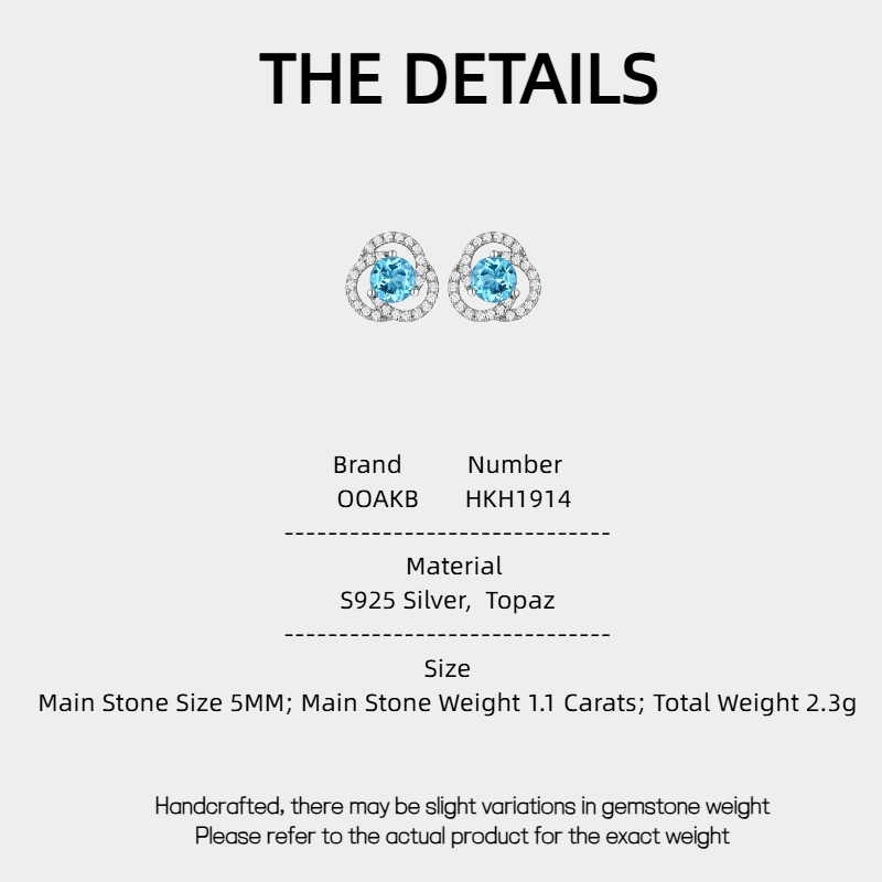 Topaz S925 Rhodium Plated Semi-Circle Earrings