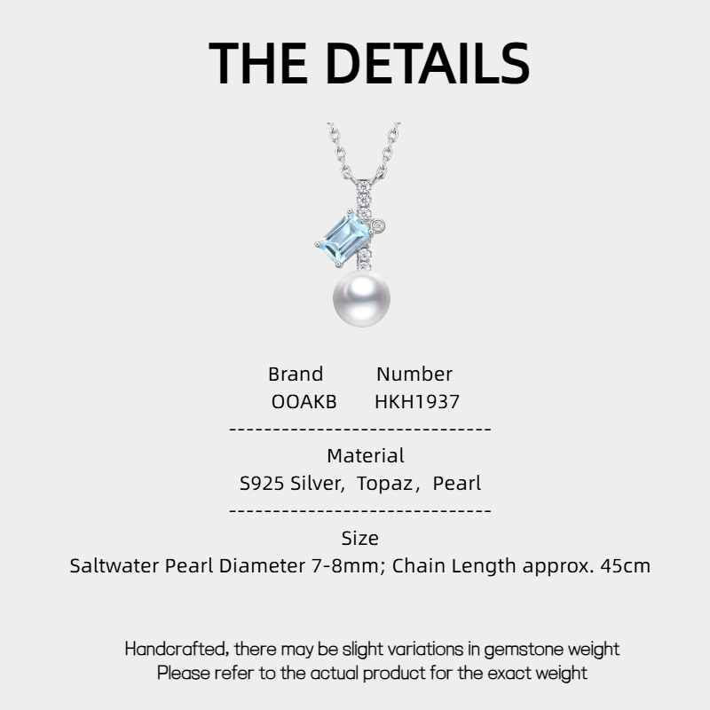Topaz S925 Silver Saltwater Pearl Necklace