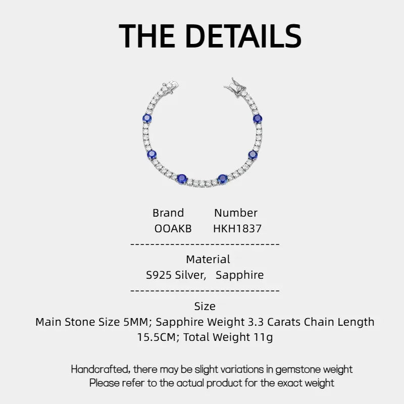 Sapphire S925 Silver Full-Inlaid Bracelet - OOAKB