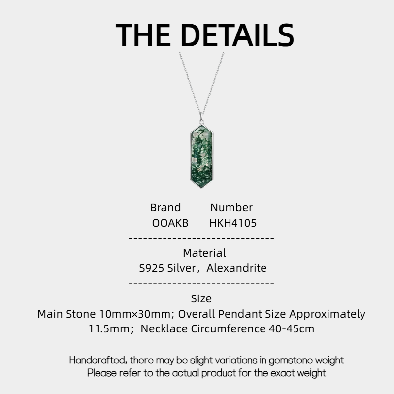 Unique Long Moss Agate Collarbone Necklace