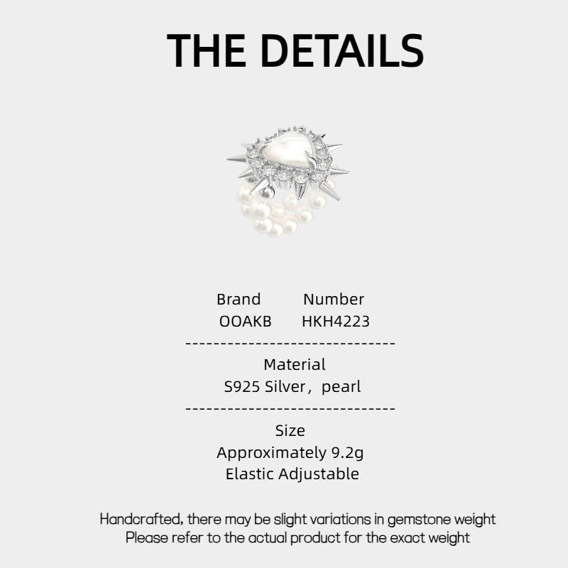 Heart-Shaped Pearl Rivet Ring