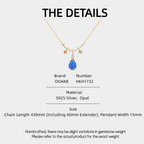Blue Opal 14K Gold Water Drop Pendant Collarbone Necklace