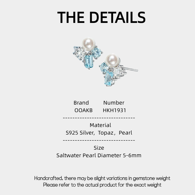 Topaz S925 Silver Saltwater Pearl Island-Style Earrings